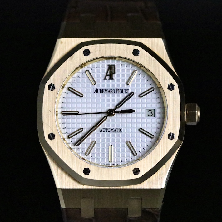 Audemars Piguet Royal Oak 18K Rose Gold Black Dial Watch 15300OR Box Papers