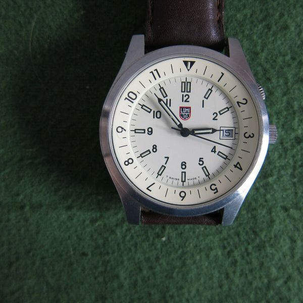 VINTAGE MENS LUMINOX WATCH 3H MBM 249.09 STAINLESS STEEL WORKS GREAT