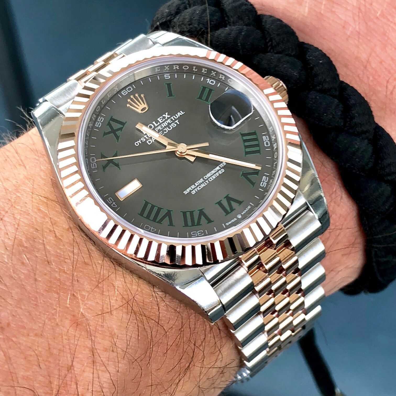rolex datejust 41 wimbledon rose gold