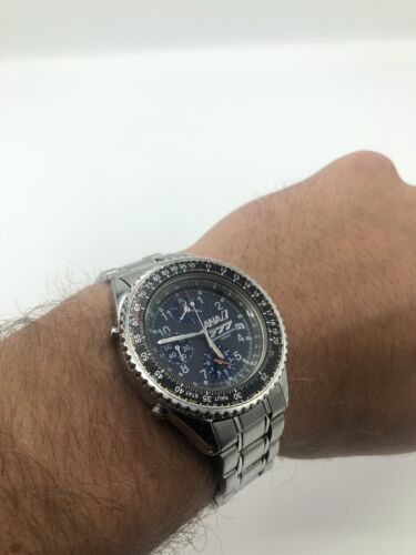 SEIKO ANA Flight chronograph 777 watch Rare JAPAN Pilot
