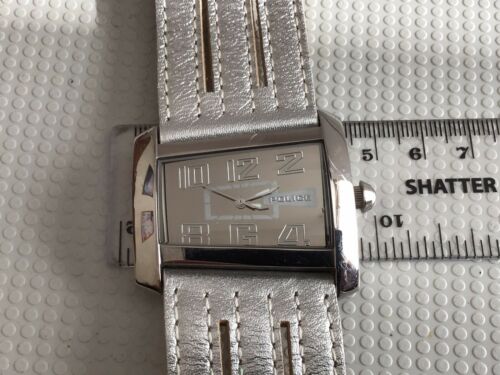 Ladies Police Watch 10284M Silver Leather Spares Or Repairs