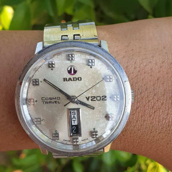 時計 RADO COSMO TRAVEL V202 Swiss Automatic RARE RADO COSMO TRAVEL V202 AS 1858 Swiss Automatic Gents Silver