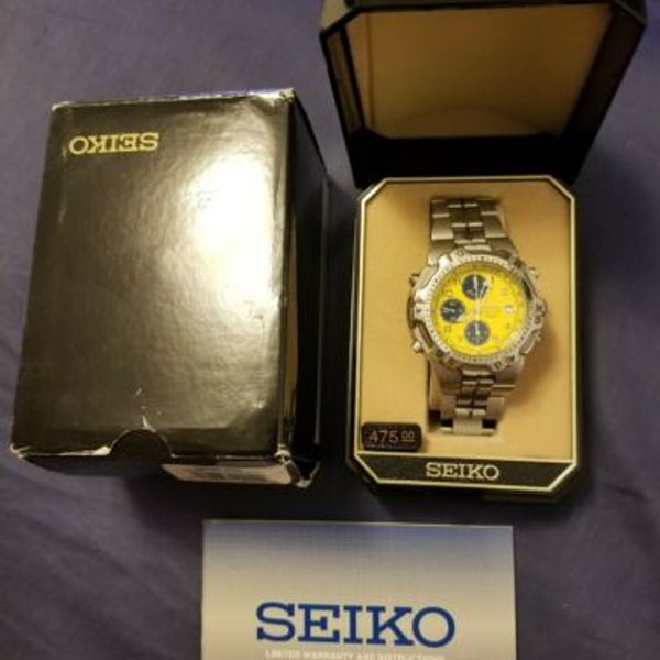 Vintage Seiko 200m Yellow Dial 7T32-6K19 Alarm Chronograph Quartz Men's  Watch | WatchCharts