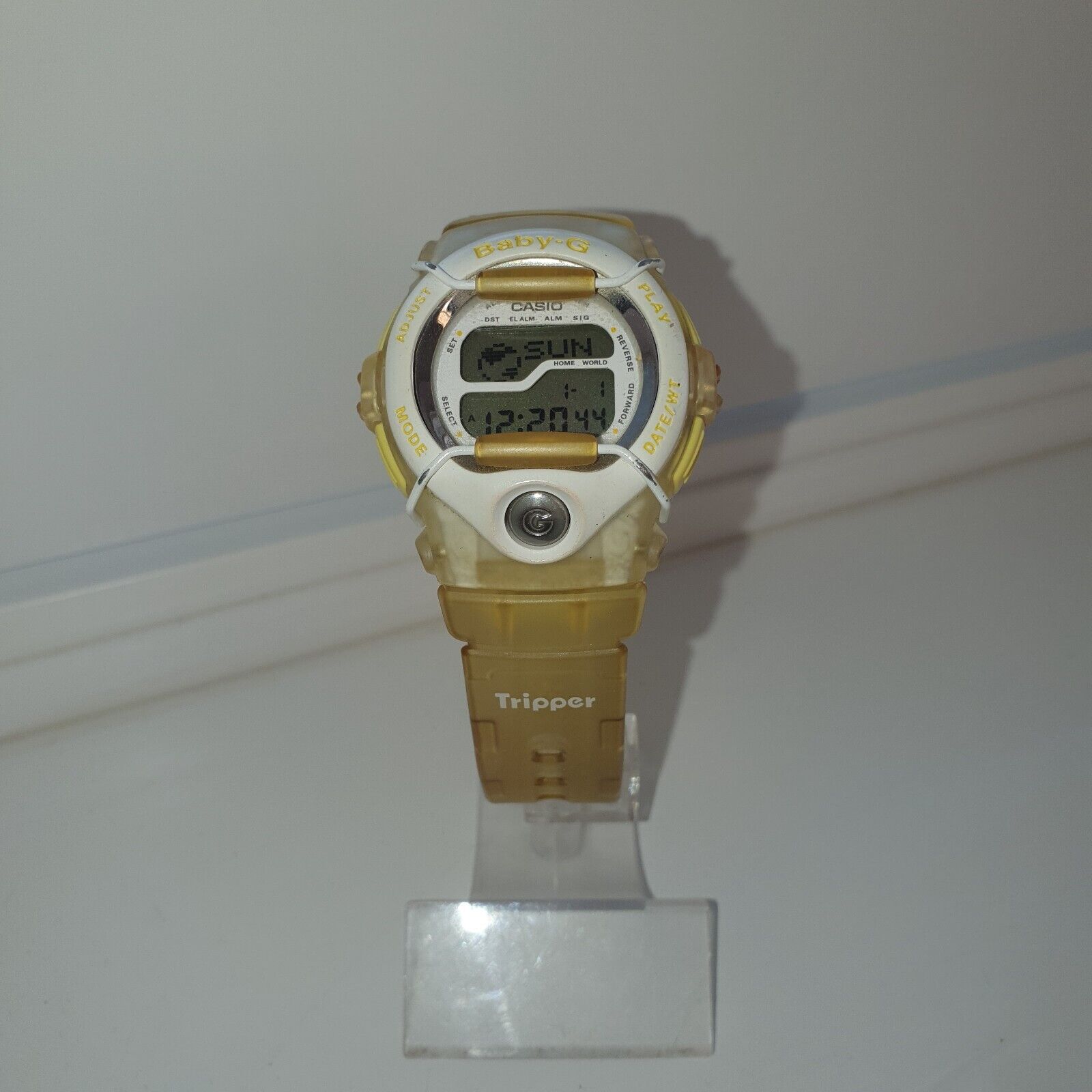 Baby G BGT-100 Tripper Watch Yellow Strap White Face Excellent