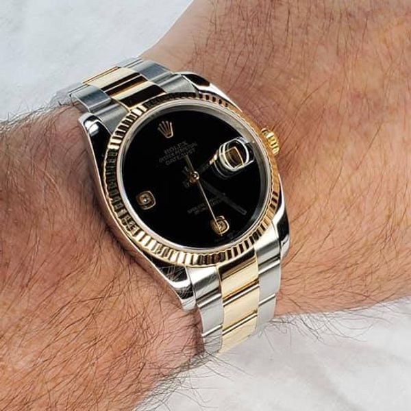 Rolex Datejust Onyx Dial Diamond Steel and 18K Yellow Gold 116233bkado
