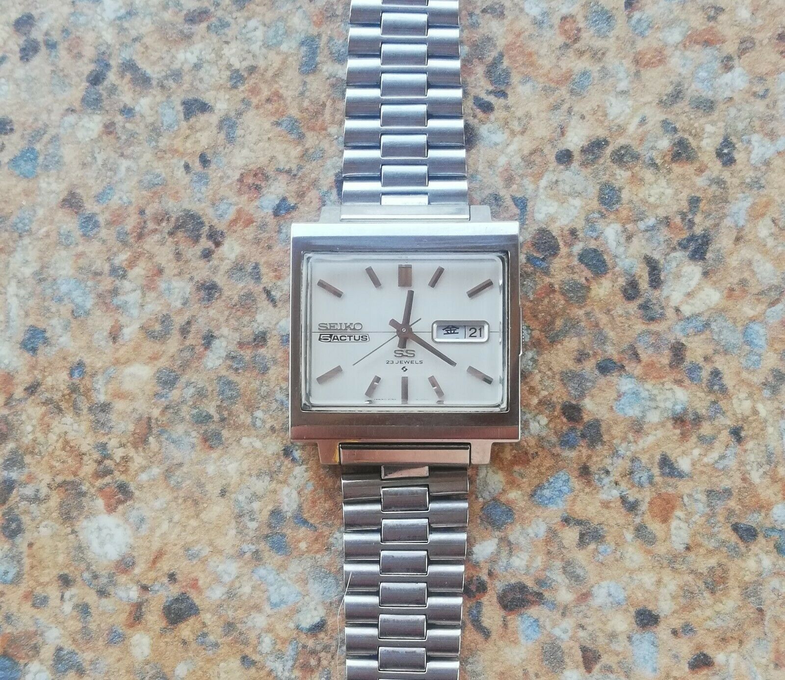 Vintage Seiko Actus SS 23 Jewels Auto 6106 5440 Kanji Square TV