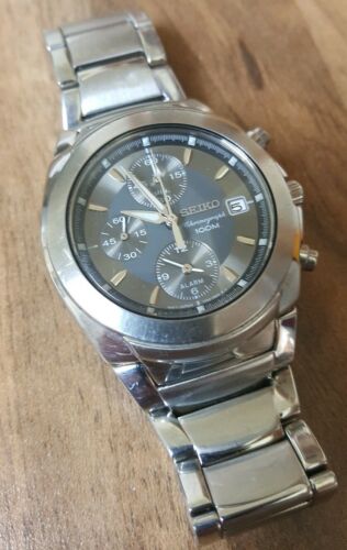 Seiko 7T62 0EE0 Chronograph Alarm Stainless Steel Mens Watch