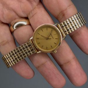Ladies Seiko V782-SE50 Gold Tone Wrist Watch Leather Band W  display picture 3