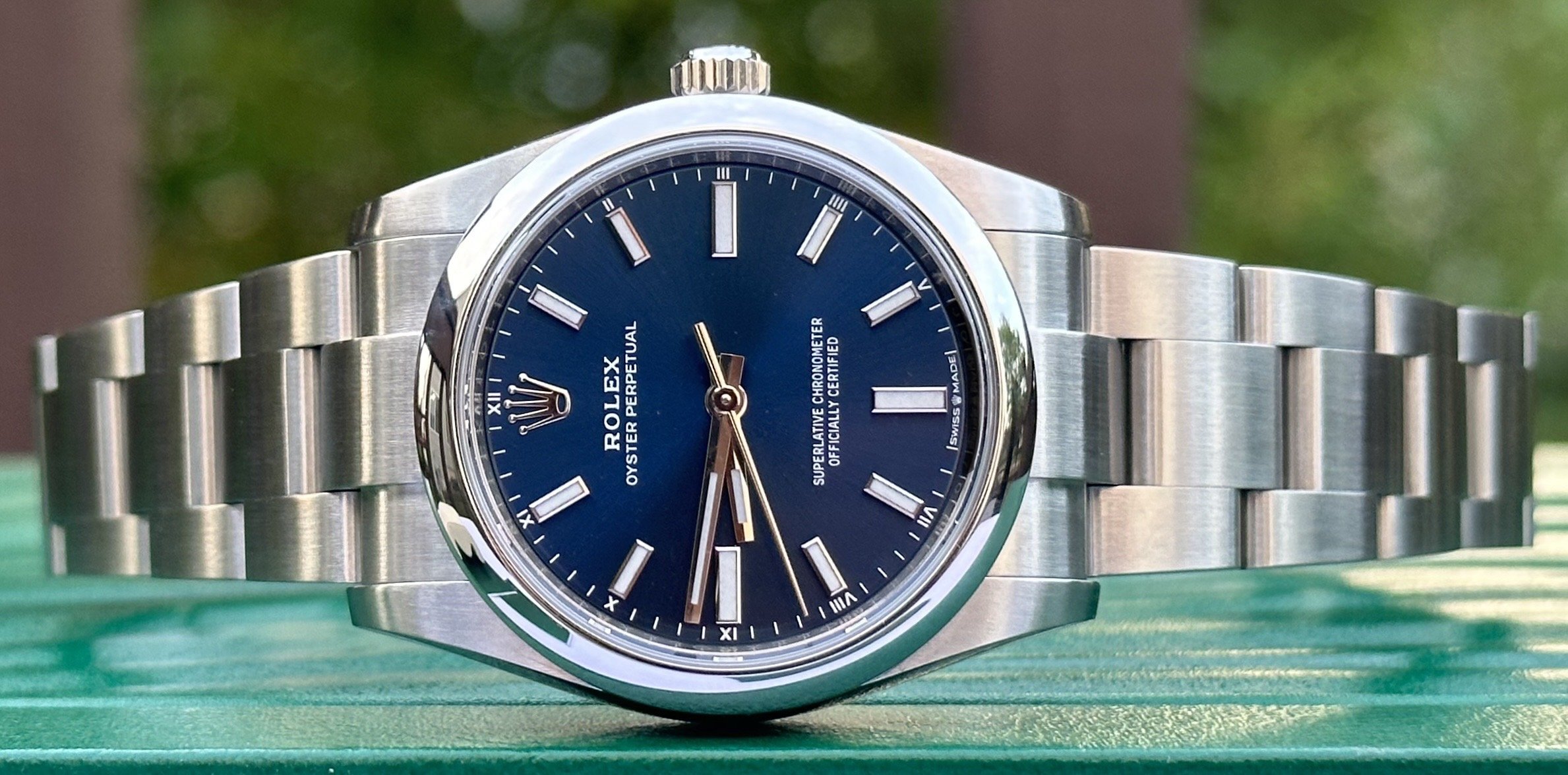 Rolex oyster 2024 perpetual 34mm blue