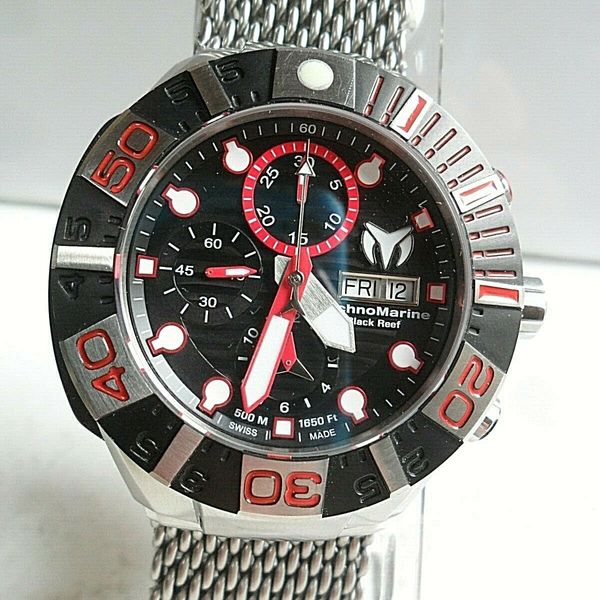 LN Diver's S/S Men's TechnoMarine Black Reef Automatic Chronograph ...