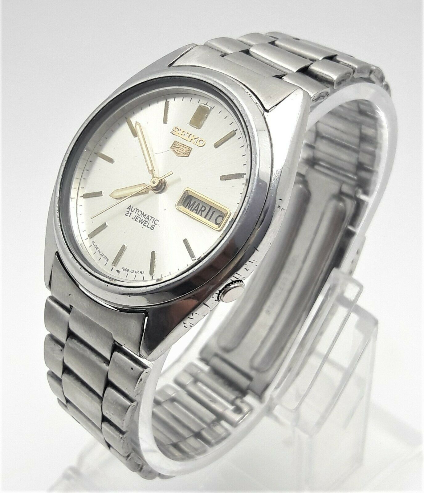 VINTAGE SEIKO 5 7009-3041 F AUTOMATIC 17J JAPAN MEN'S WATCH (2189