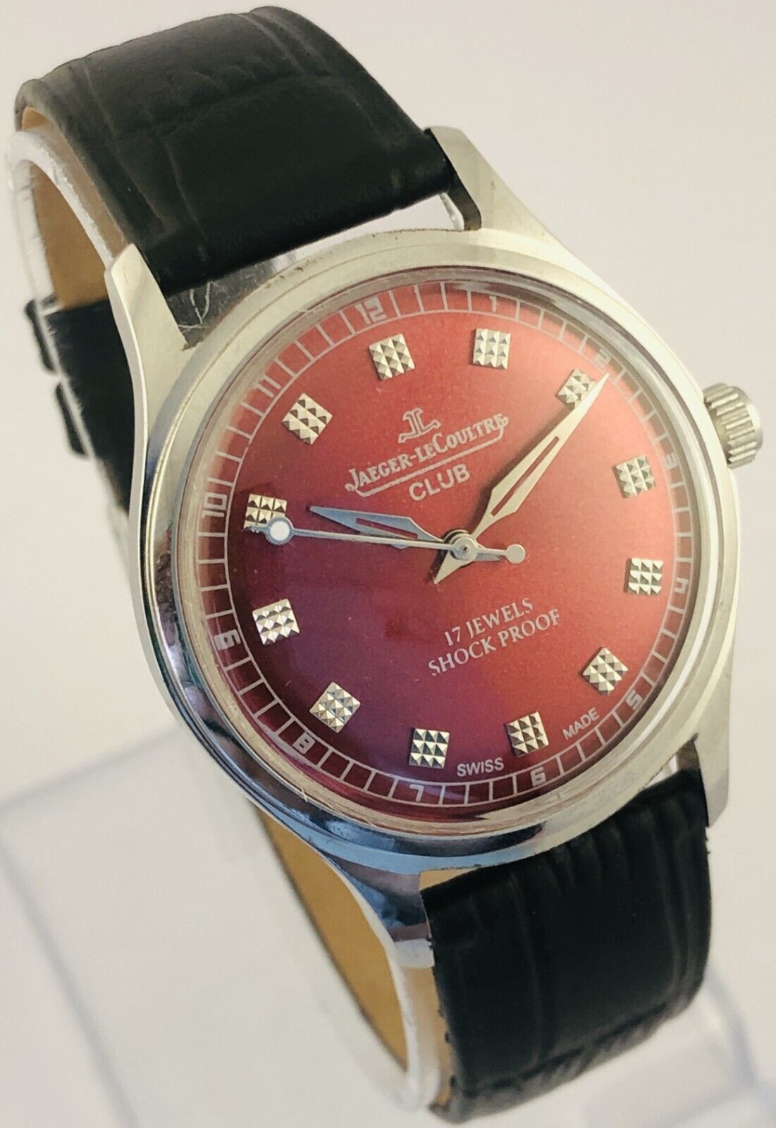 Vintage Jaeger Lecoultre Club Red D 17 Jewels Hand Winding Men s