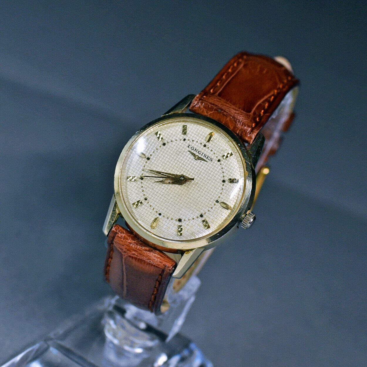 BEAUTIFUL C1957 LONGINES 2271 SW WAFFLE DIAL WATCH 17J 23ZS