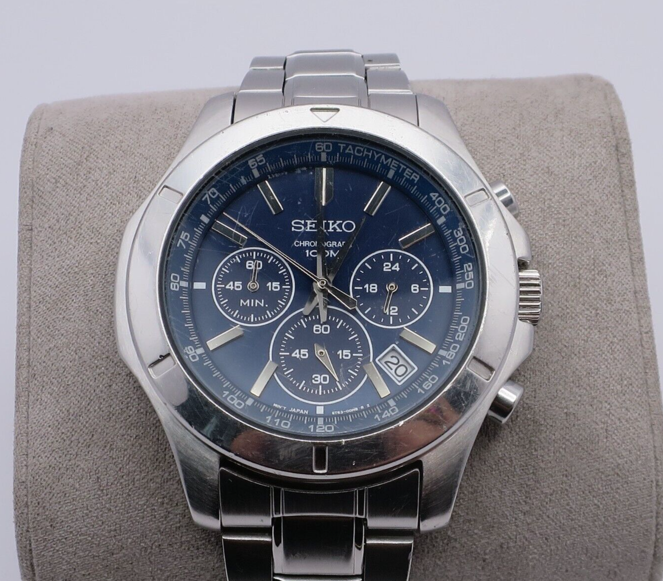 Mens Seiko Chronograph 100m Blue Dial 6T63-00G0 Spares Or Repair 