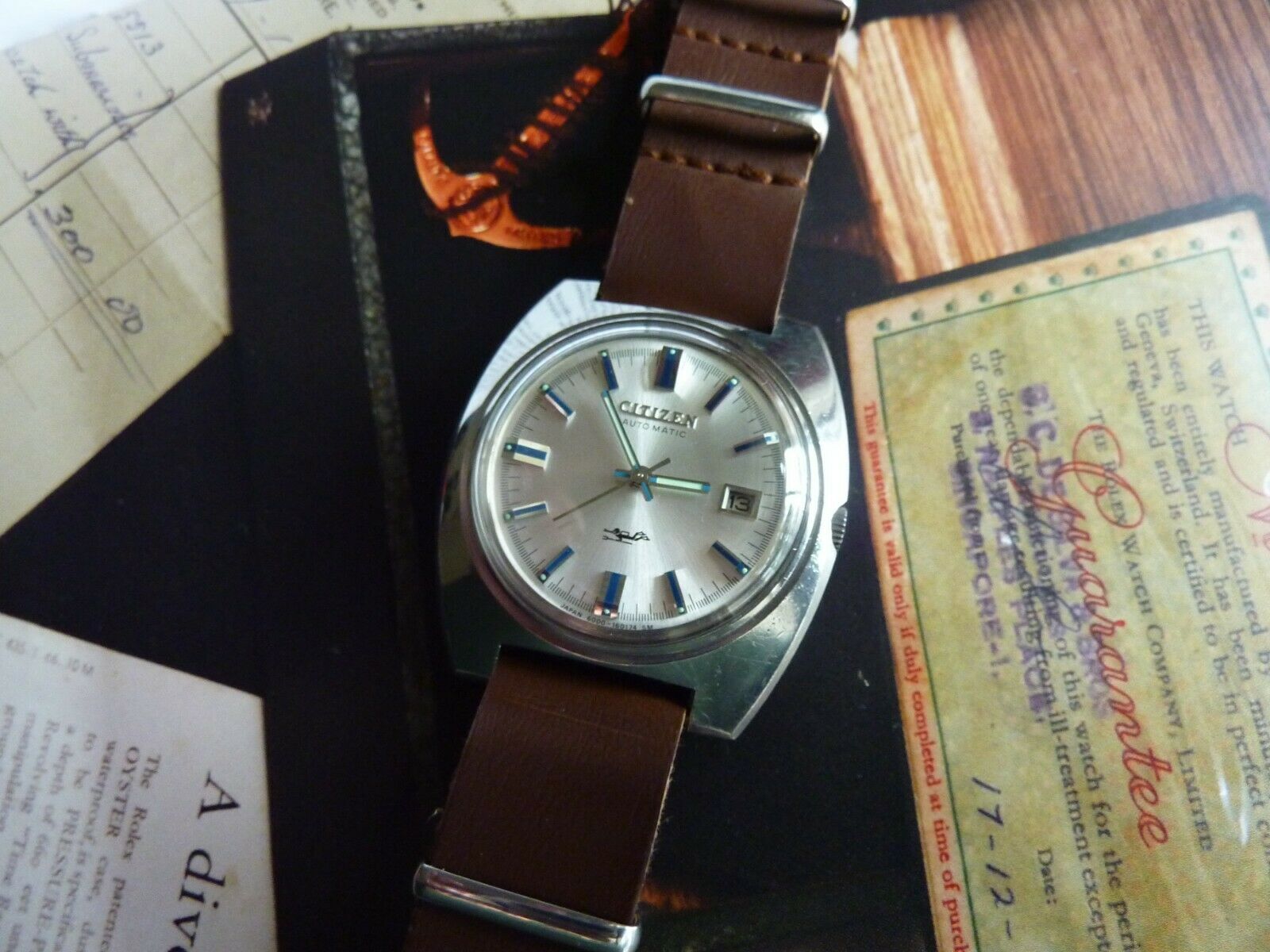 1973 Citizen 62-8638 Automatic Skin Diver Frogman Logo Watch Jumbo