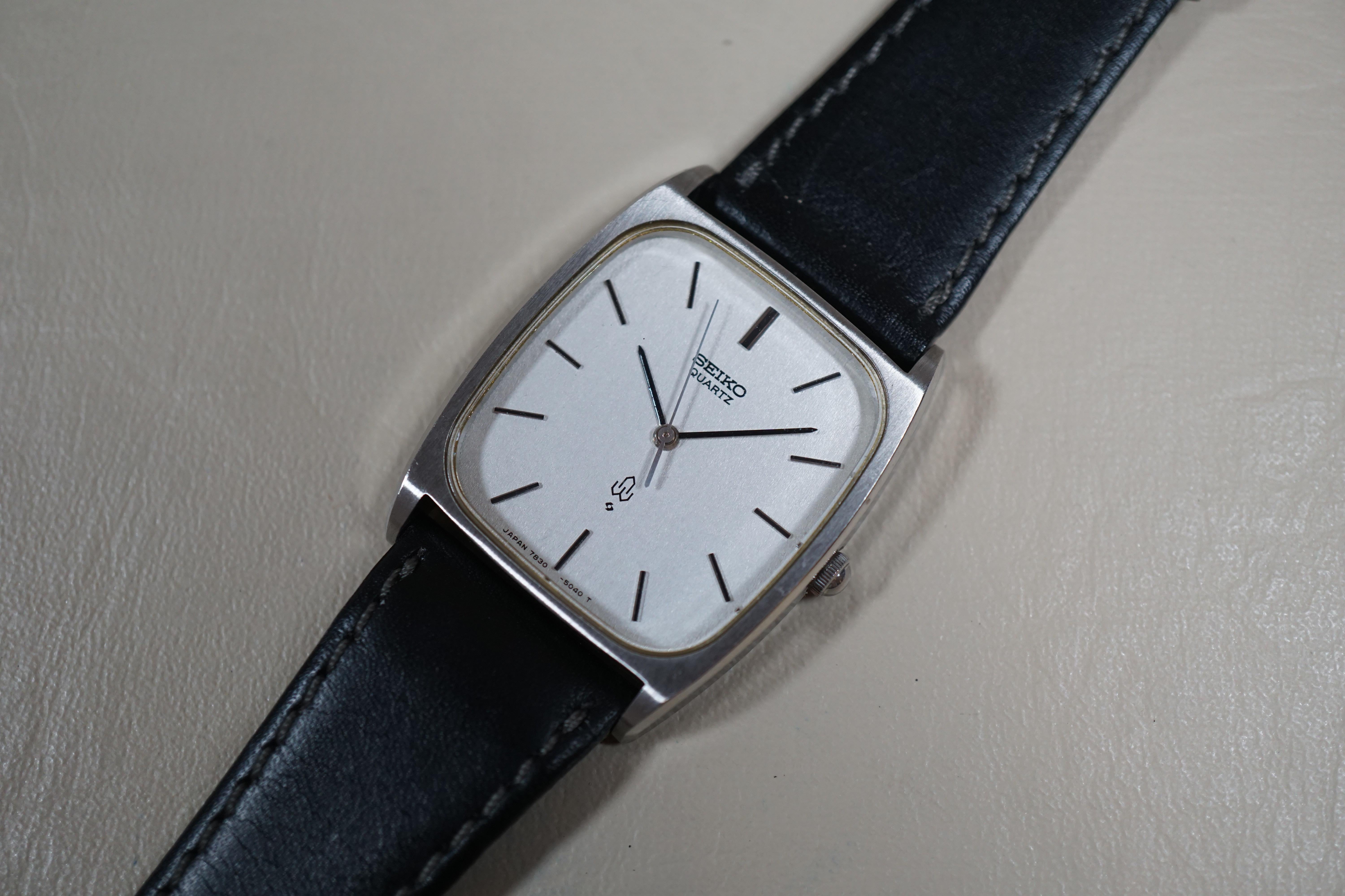 WTS] Vintage Seiko 7830-5040 Textured Silver Dial Tank Quartz
