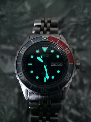 完動美品 SEIKO KINETIC DIVER 200m 5M43-0A40 Rare Vintage Seiko 5M43-0A40 Pepsi Bezel Kinetic Sports