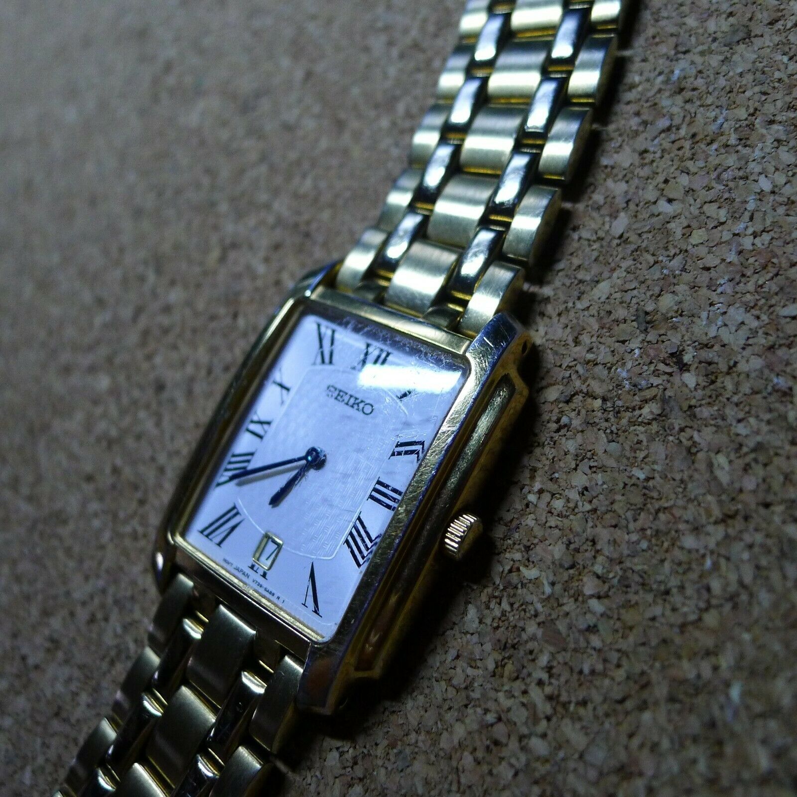 MENS VINTAGE SEIKO V739-5A70,GOLD PLATED,NEW BATTERY,PERFECT W