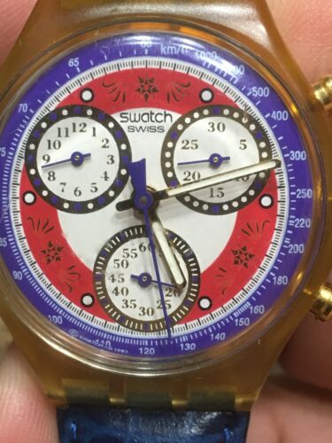 Vintage Swatch Chronograph 435 AG 1993 Watch 22 Jewels Swiss Made