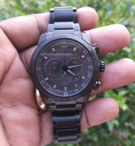 Citizen Men's CA4184-81E Ecosphere Chronograph Black Stainless Steel Watch - Black