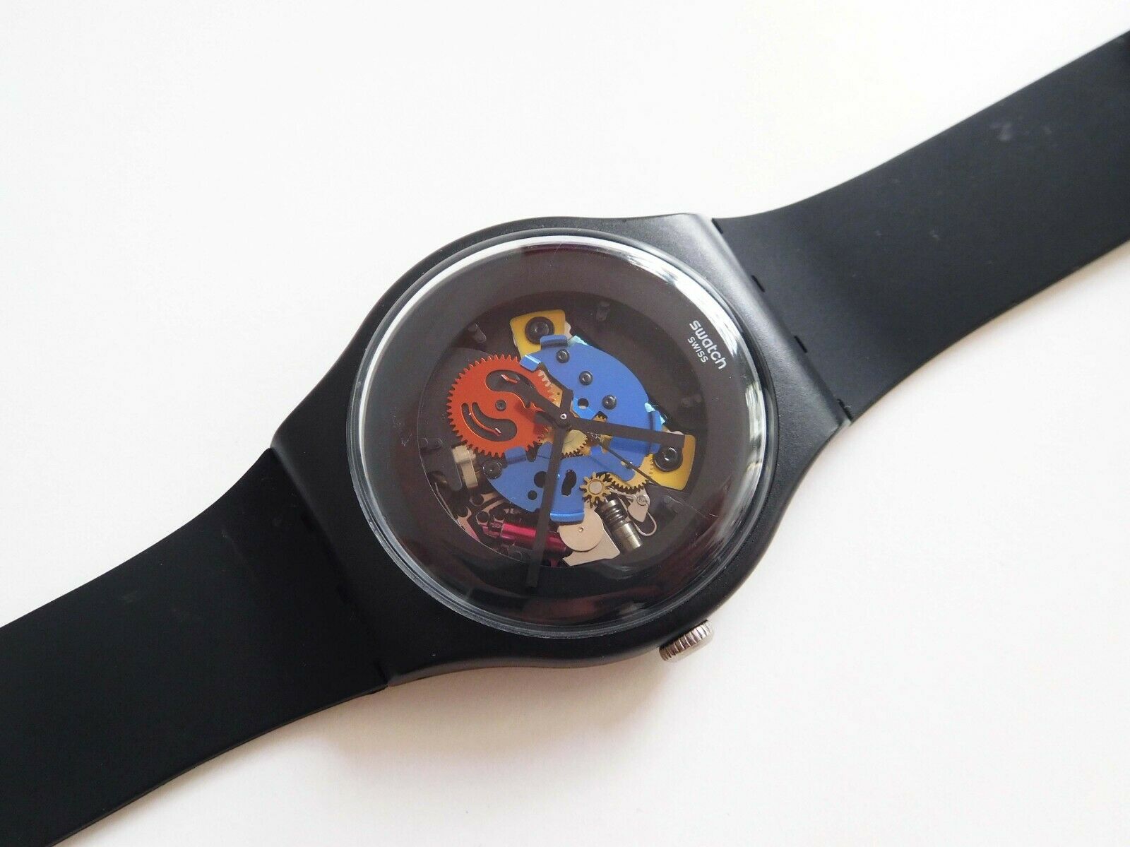 Swatch SUOB101 BLACK LACQUERED ⌚ 41mm visible open mechanism skeleton  NewGent | WatchCharts