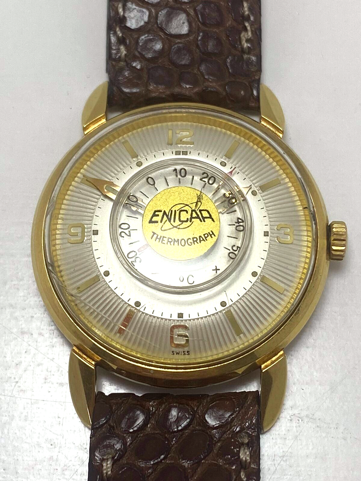 VINTAGE ENICAR THERMOGRAPH Ref. 100-61-10 HAND WINDING GOLD PLATED