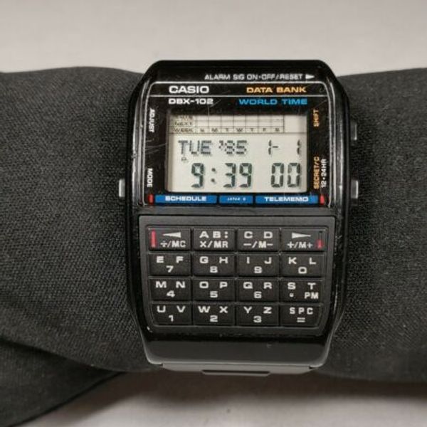 RARE Vintage 1990 Casio DBX-102 Data Bank Calculator Watch Made in