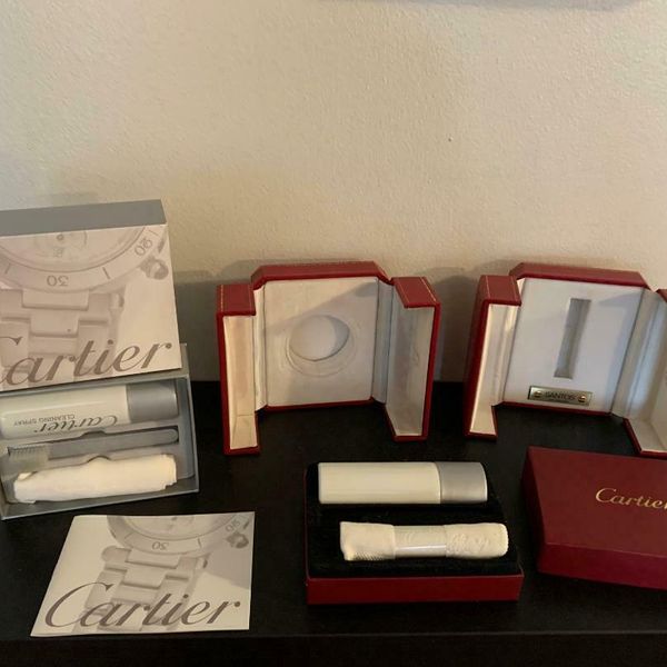 Cartier 2 Red storage boxes and 2 Cleaning kits 100 Authentic