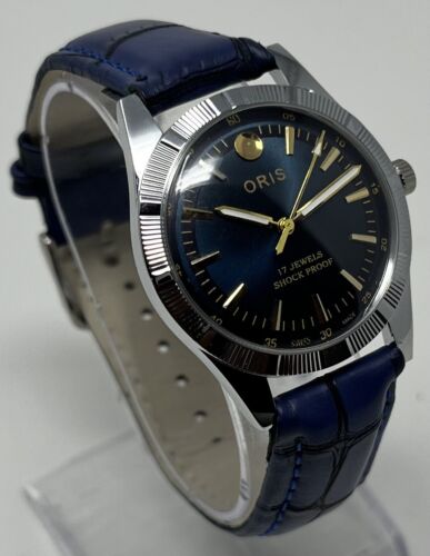 Refurbished Oris hand winding 17 J Blue Dial Swiss Movement Men s