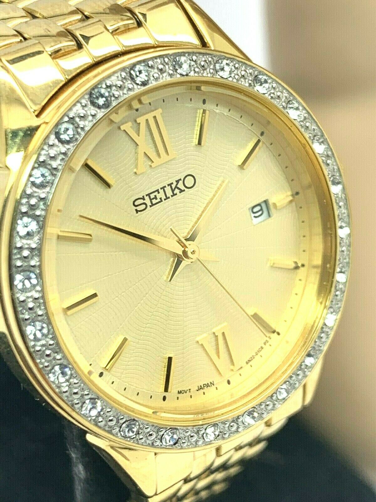 Seiko Quartz Crystal Accent Gold Tone 6N22-00H0 Ladies Watch SUR688 BROKEN  CLASP | WatchCharts