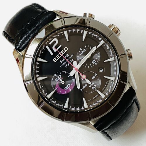 Seiko solar chronograph sapphire crystal hot sale