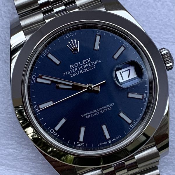 FS: New Rolex Datejust 41 Blue Rhodium Stick Dial Jubilee Bracelet ...
