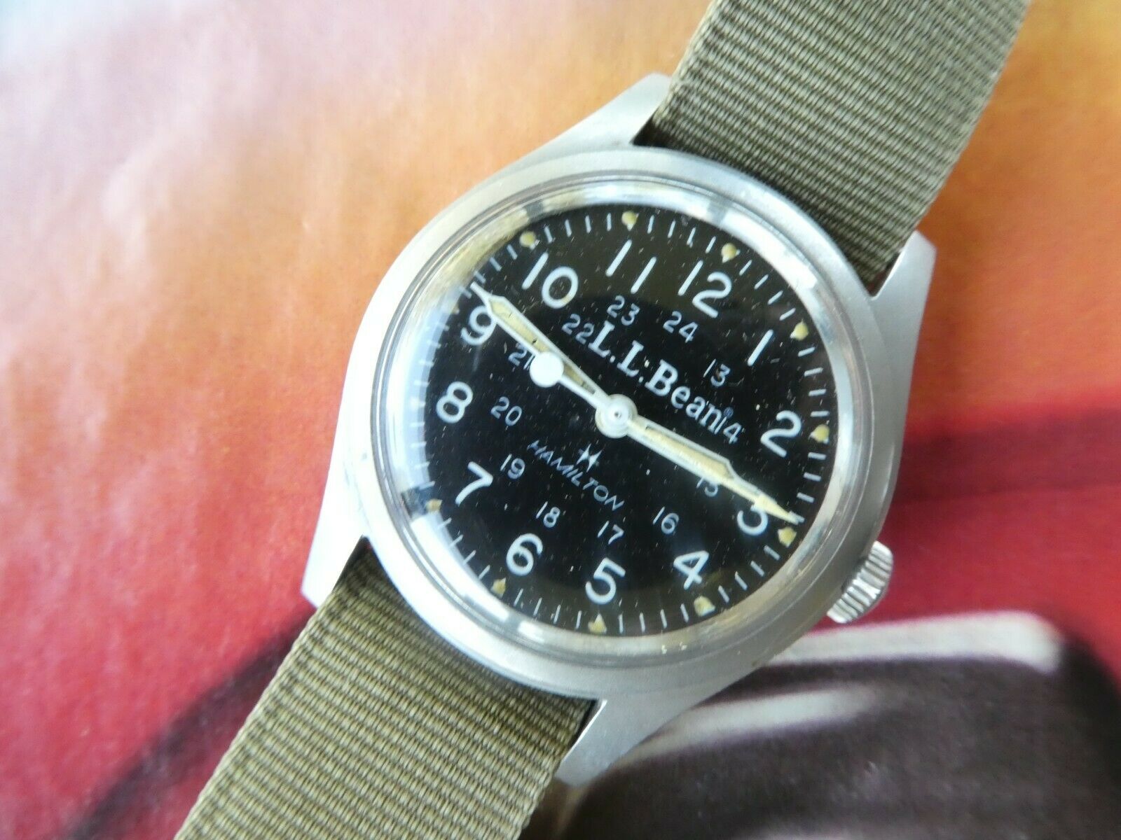 HAMILTON LL BEAN KHAKI Mens WATCH 17J VTG Military HACK 24HR SWISS