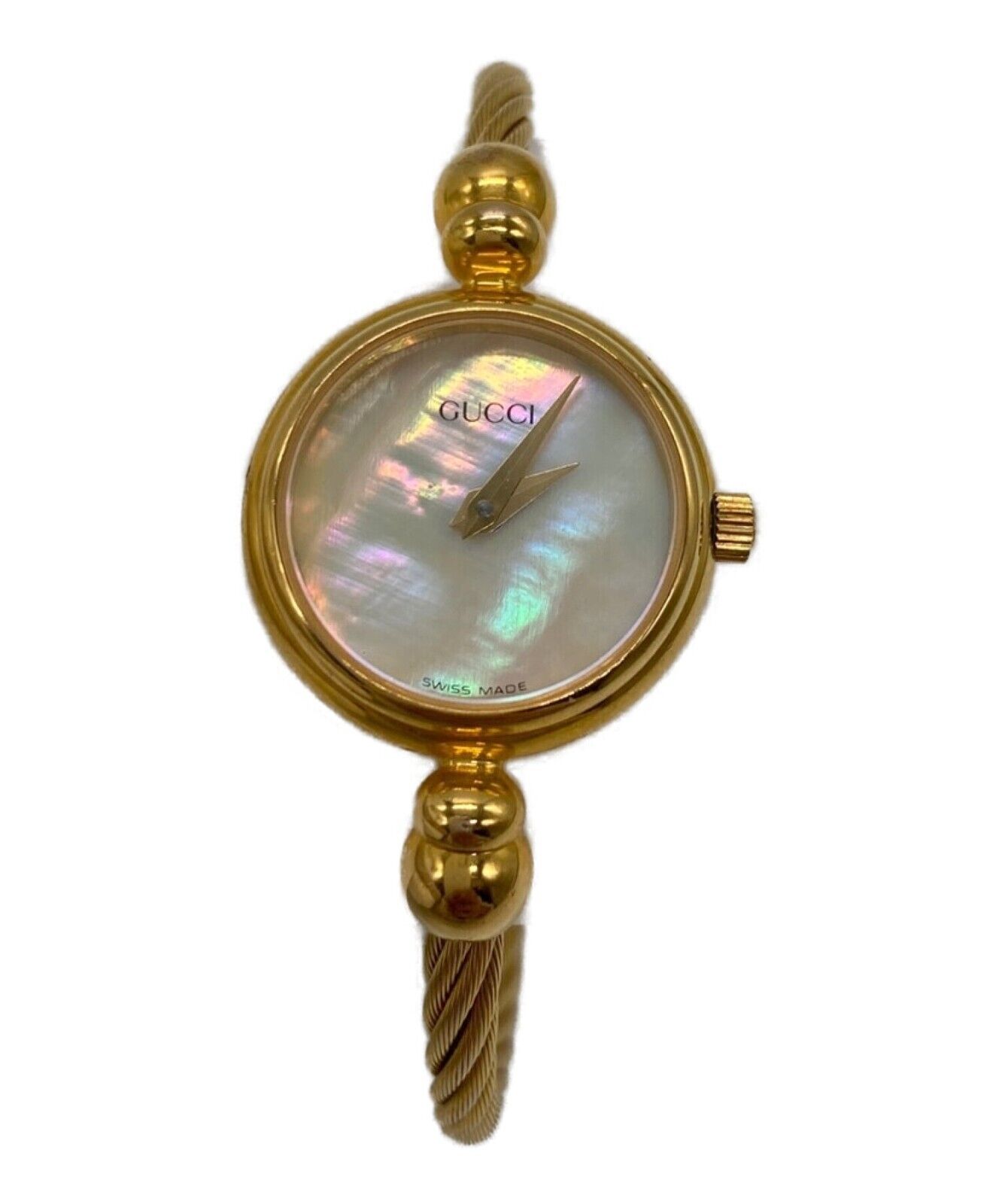 GUCCI 2700.2L Bangle Shell Watch Gold Plated Gold Quartz Wome'n