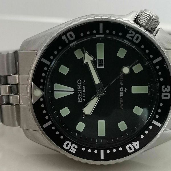 VINTAGE SEIKO DIVER 4205-0155 BLACK FACE AUTOMATIC MID SIZE WATCH S.N ...