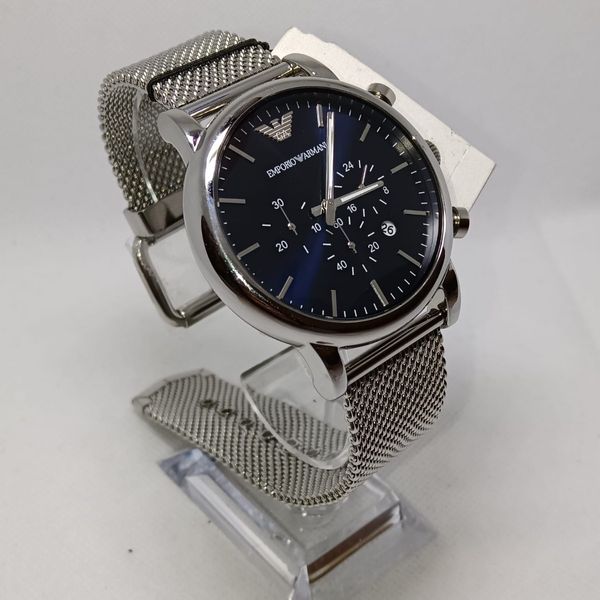 New Emporio Armani AR80038 Steel Men's Watch Blue Dial Document Box ...