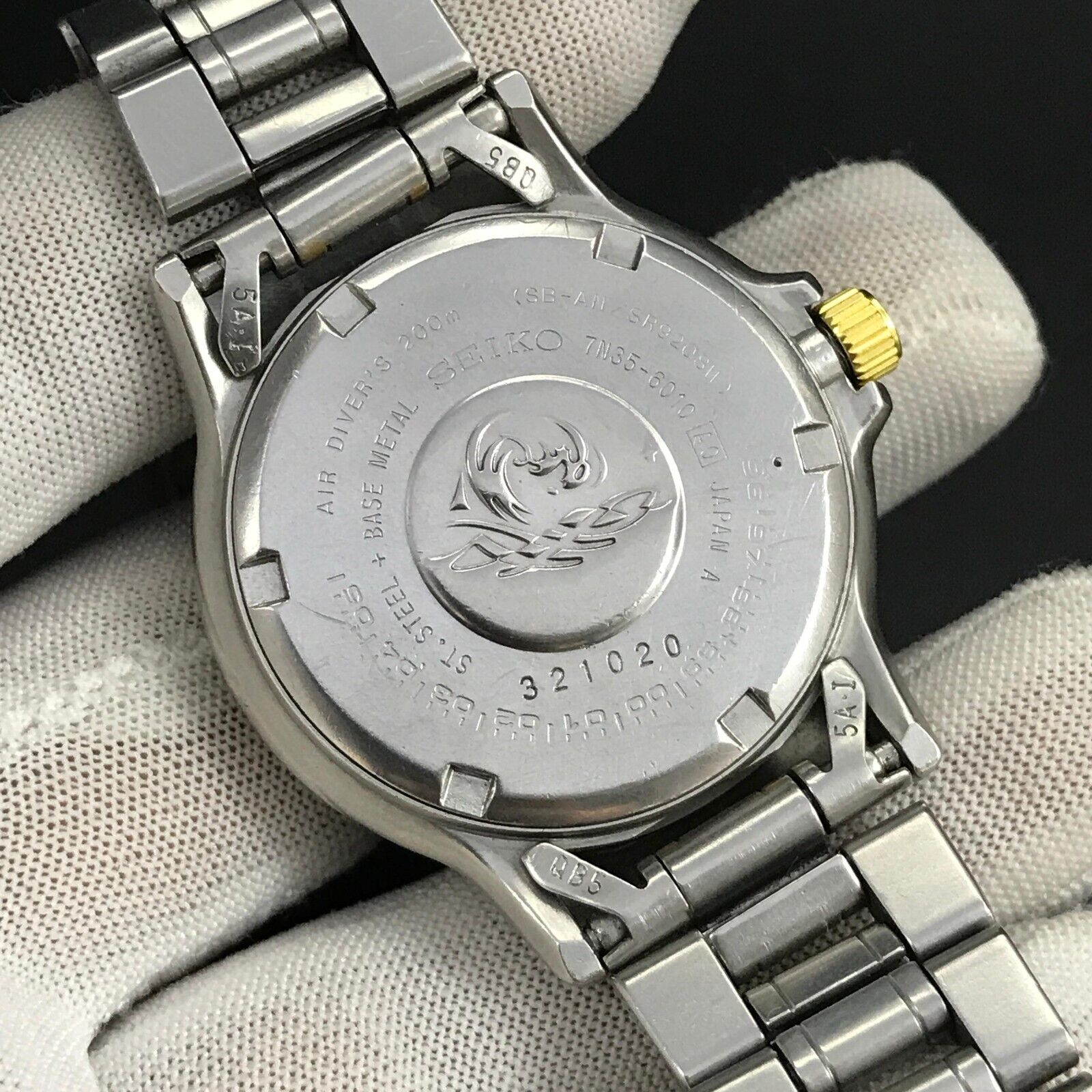 Seiko Air Diver 200m 4R36-05S0 Black Day Date Ceramic S/S