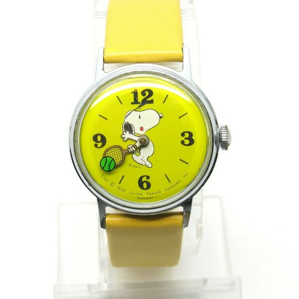 Wristwatch: Snoopy Tennis Watch, Yellow, 1977 by Timex, With New Strap &  Glass | WatchCharts