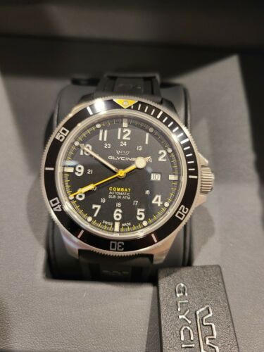 Glycine Men s Combat Sub GL0274 46mm Black Yellow Dial Silicone