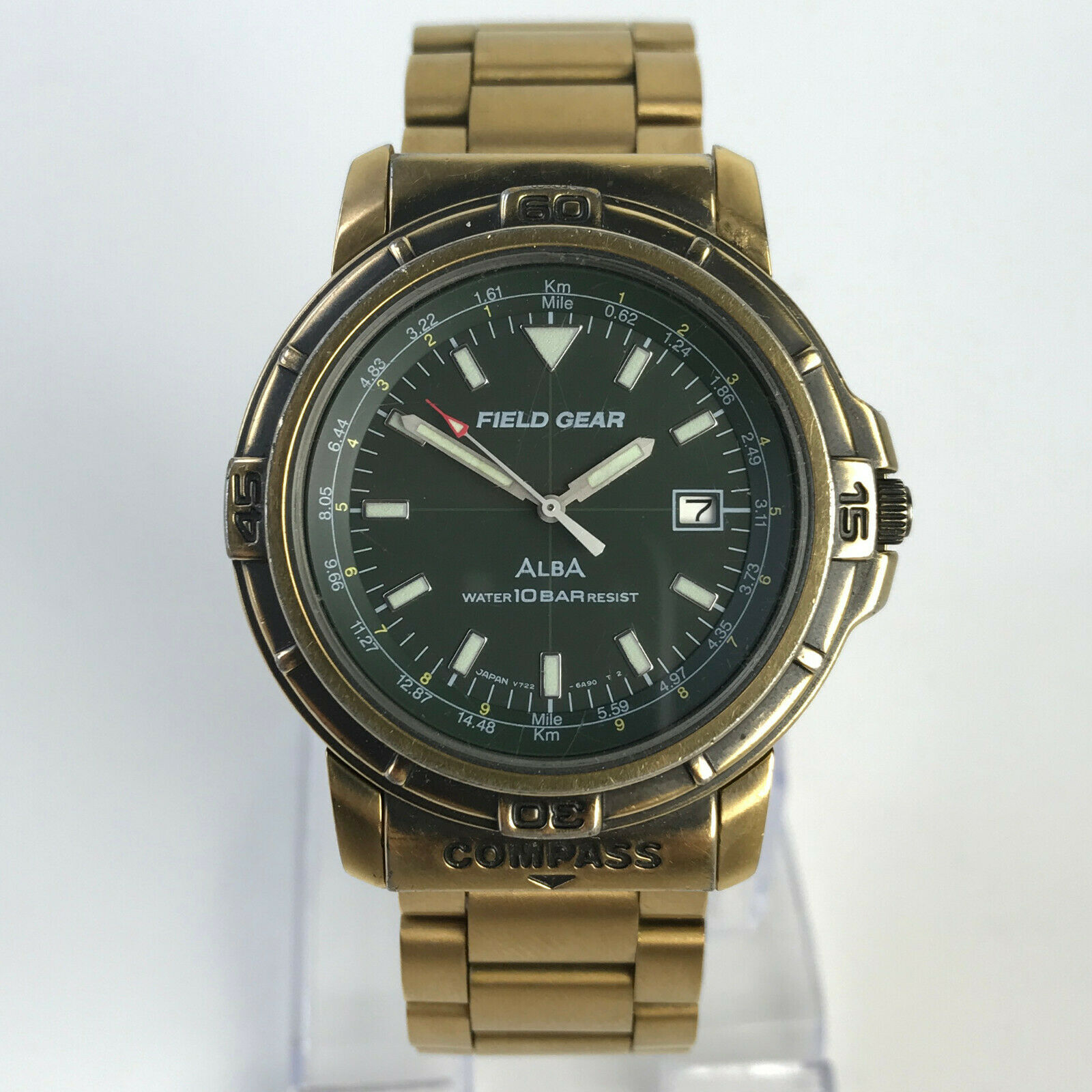 Vintage SEIKO ALBA Field Gear Compass watch V722-6A80 gold military  landmaster | WatchCharts Marketplace