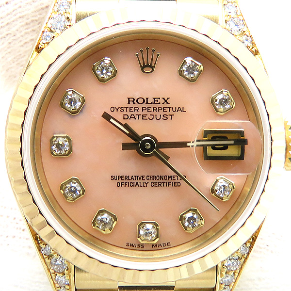 Rolex 69238G Pink Opal Dial Datejust Rug Diamond W No. K18YG 750