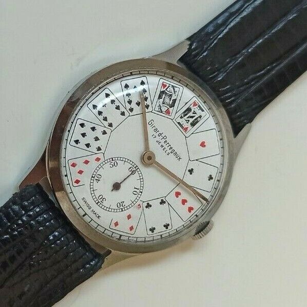 VINTAGE GIRARD PERREGAUX MANUAL WIND CAL 27 SWISS WATCH POKER DIAL