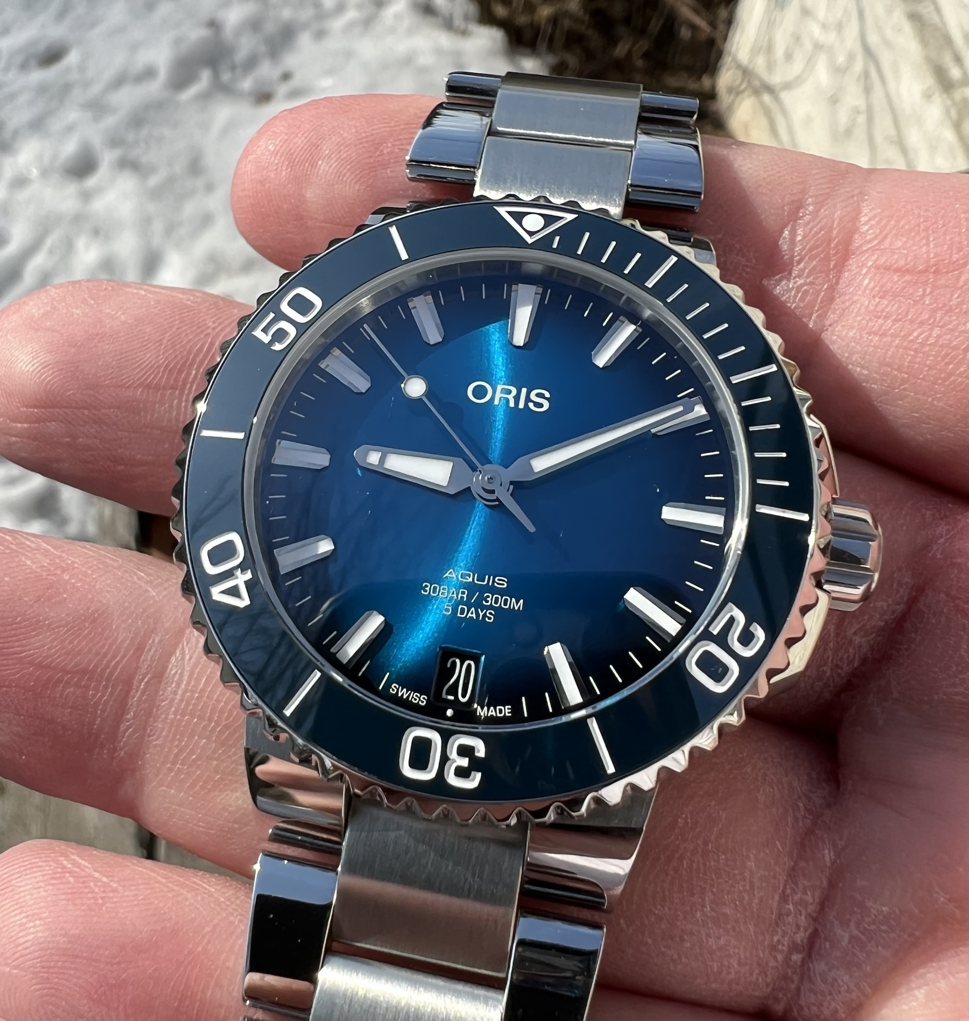 WTS Oris Aquis Calibre 400 41.5mm Blue w 2 EXTRA BRACELETS