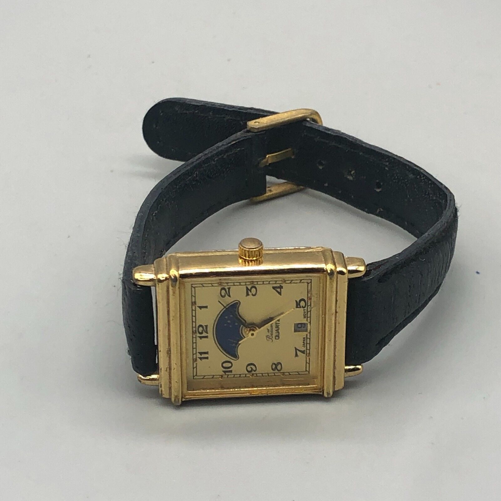 Vintage Mathey Tissot Moon Phase Watch Women Gold Tone Beauvais