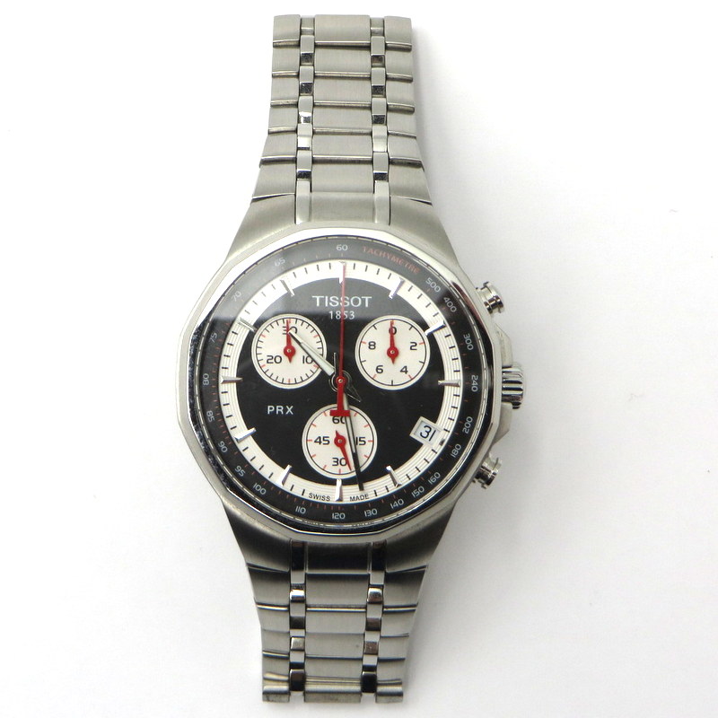 Used] TISSOT watch 1853 PRX T077417A quartz 40mm chronograph black ...