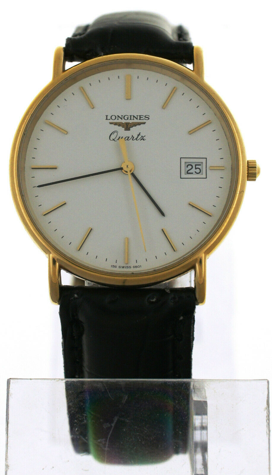 Longines Presence Gold Plated Date Quartz Slim 33mm Watch 156