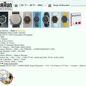BRAUN ― Made in Germany ― Ø 34mm ― 3806 ― AW75 AW 75 Chronodate