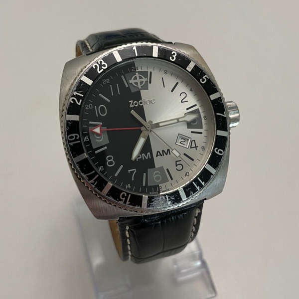 Zodiac PM AM Ref Z02103 Stainless Steel Men's Date Quartz Watch