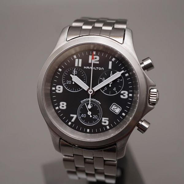 Hamilton Khaki Field 3832 Black Dial Chronograph Quartz Watch ...