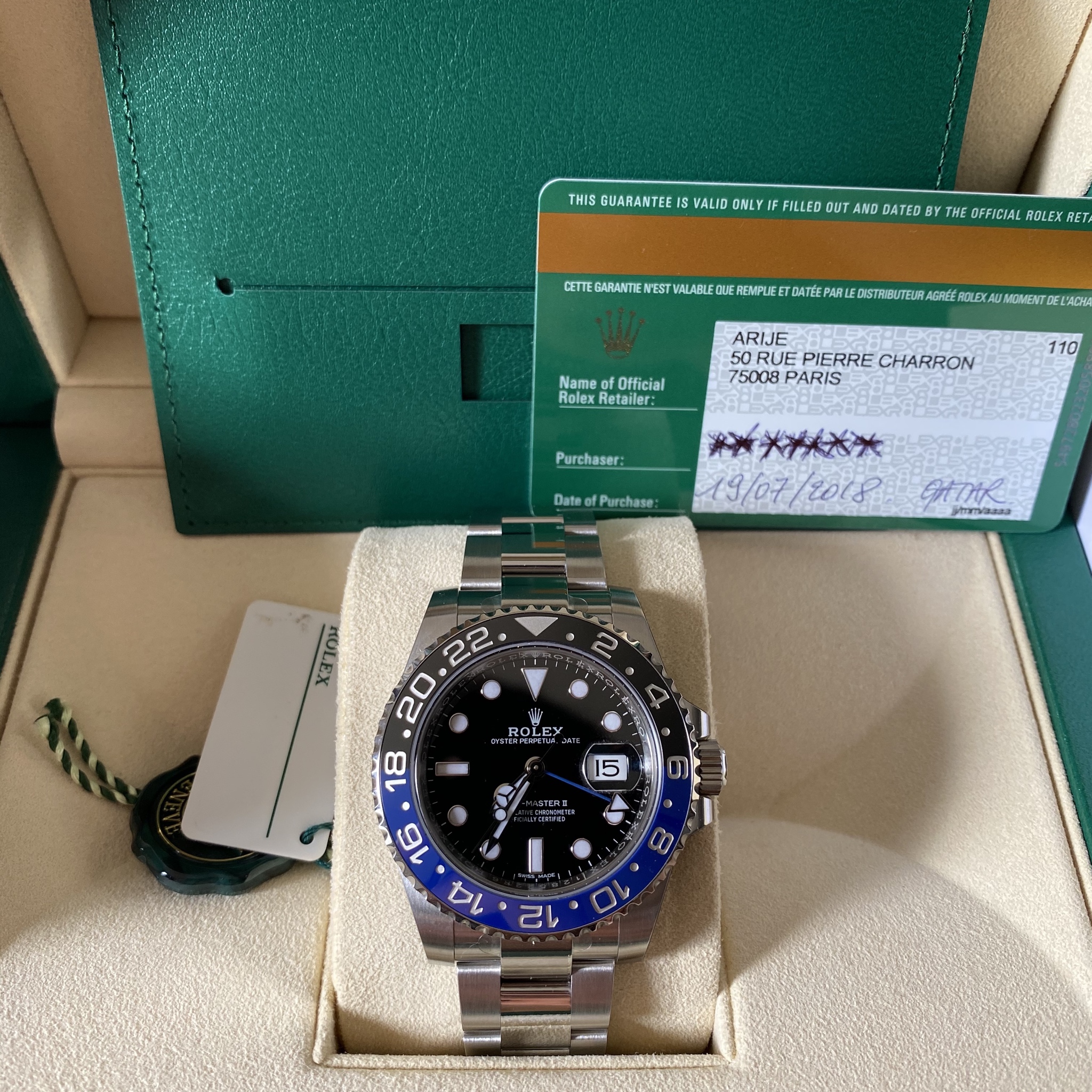 WTS BNIB Rolex Batman Oyster Bracelet GMT Master II 116710BLNR